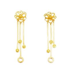 Brinco Flor Hastes com Brilhantes em Ouro 18 Kilates - 22848